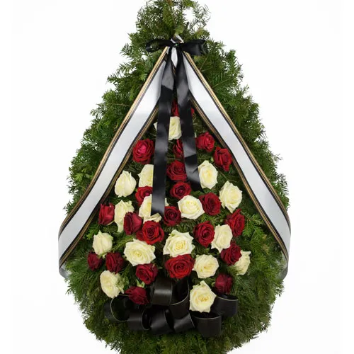 Coroana funerara cu trandafiri