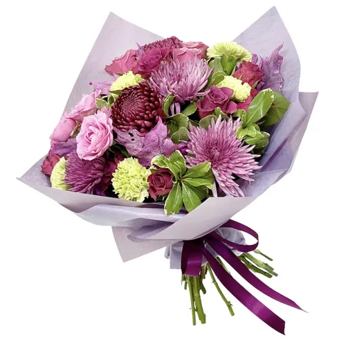 Buchet flori mov de toamna