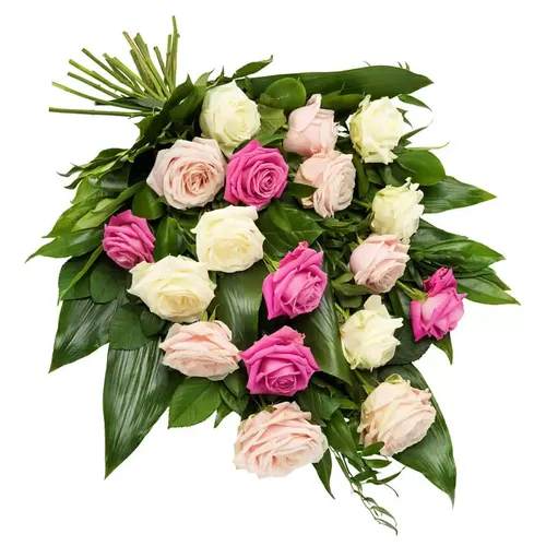 Buchet Funerar cu Trandafiri Pastel – Omagiu de Blândețe și Recunoștință