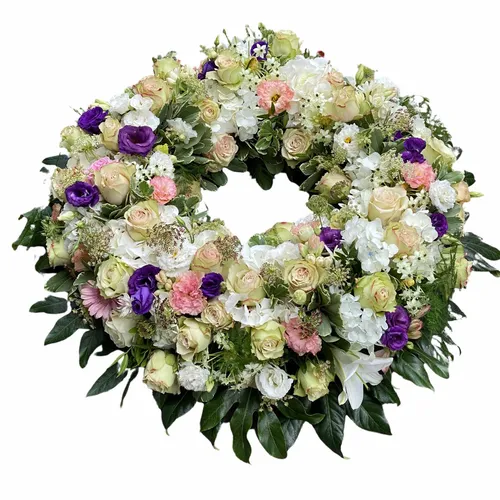 Coroana funerara alb mov speciala